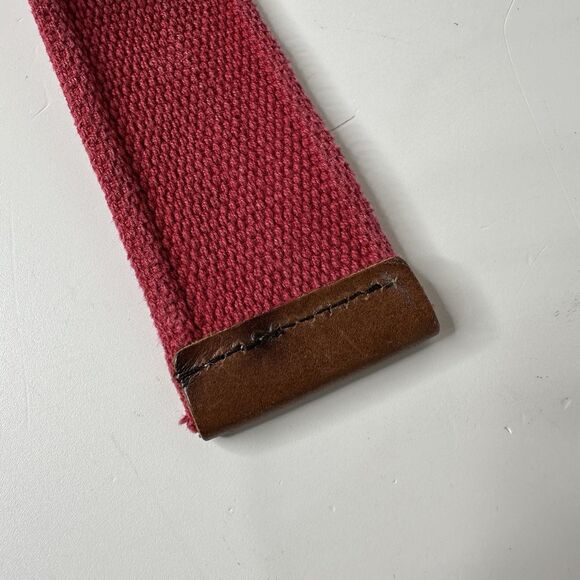 Aero Red Adjustable Canvas Belt 2 Rectangle Ring Buckle OS Aeropostale 1.75" Y2K - Picture 4 of 9